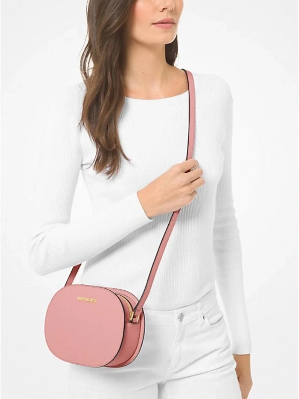 New Michael Kors Jet Set Travel Medium Saffiano Leather Crossbody Primrose